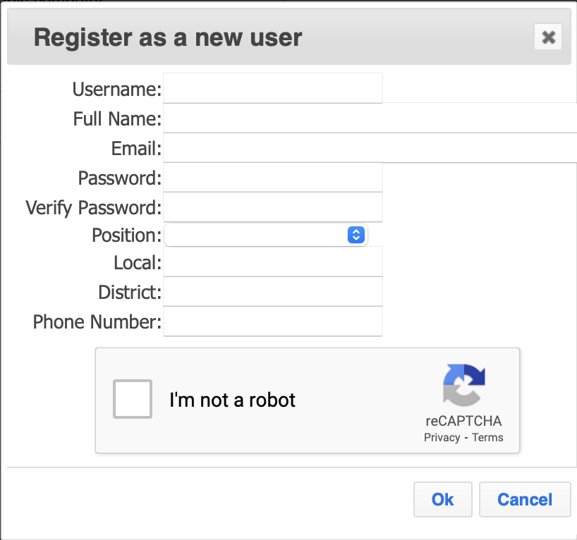 Registration form